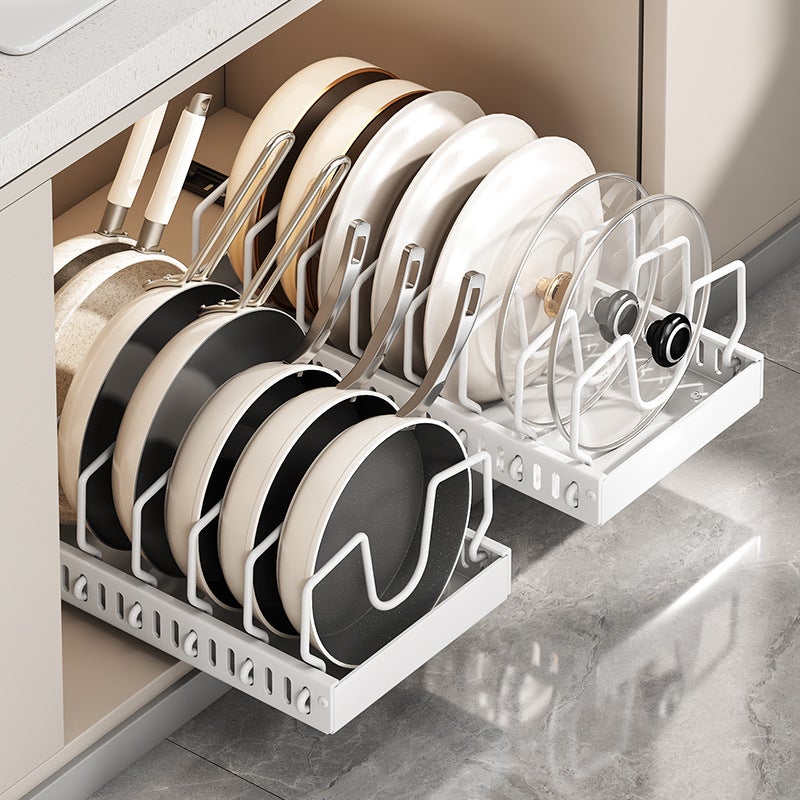 Kitchen Storage Pot Lid Rack Adjustable Pot Placer Pot Rack Countertop Cabinet Dish Plate Pull-Out Storage Rack - Image 3